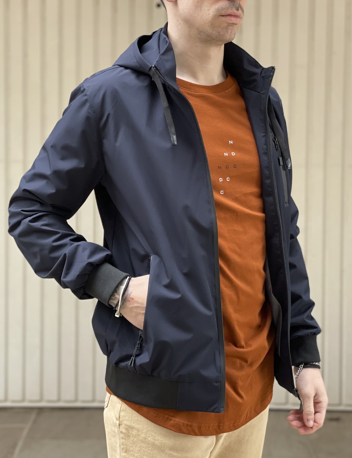 Ανδρικό μπλε Jacket με κουκούλα WS8032B φωτογραφία